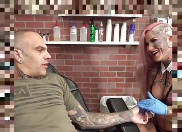 Evilyn Ink tattoos and fucks Sascha Ink