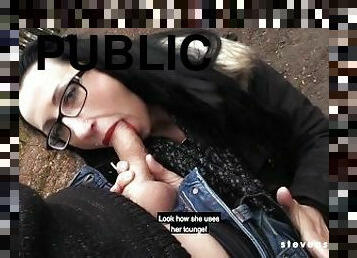 PUBLIC CUMSHOT! Nerd-Slut deserves a PUBLIC ROUGH FUCK: Stella Star - StevenShameDating