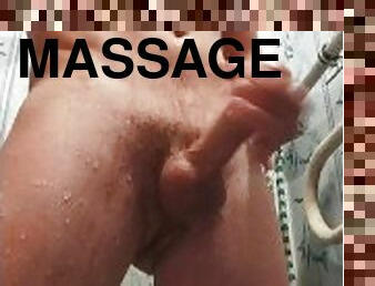 The guy in the shower decided to massage and cum on camera