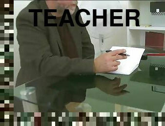 Horny teacher fucks one of his innocent looking dick loving students