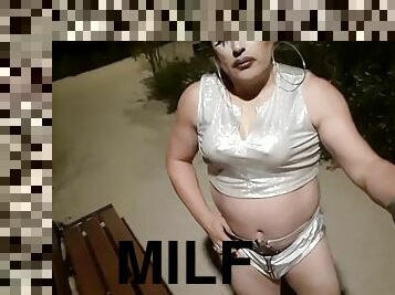 Sexy MILF crossdresser cums for you in a public park