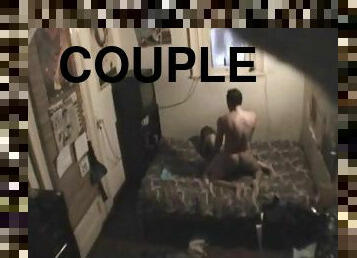 Hidden cam footage of a couple fucking hardcore on a bed