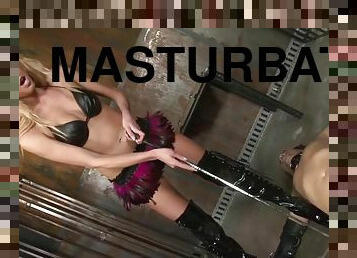 BDSM dominatrix slut teases and jerks dick