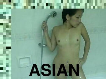 asiatique, baignade, chatte-pussy, amateur, babes, salope, parfait, douche, rasé, humide