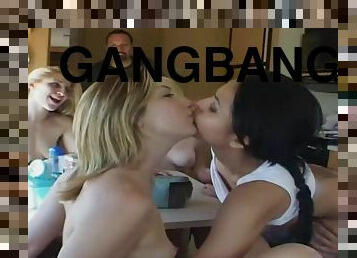 Crazy girls in wild bangbus gangbang