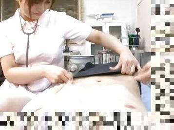 Asian nurse Karen Natsuhara enjoys getting fucked on the bed