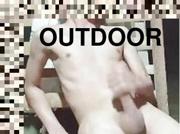 Horny and Hard Filipino Boy Jerking Off Outdoors at Night