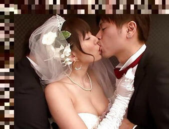 Gorgeous Asian bride cheats on her new hubby with the groomsmen