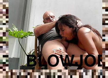 Spicy Latina Annie Quinn fucks Bald guy on the terrace for SalsaXXX