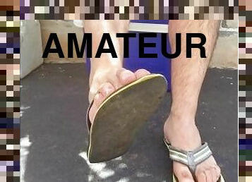 amaterski, kućni-uredak, stopala-feet, tong