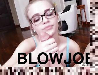 An outstanding blowjob from a blonde hottie in glasses alex grey