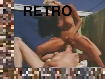 Retro sex outdoors with a hot blonde and big cock