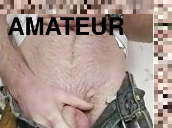 amateur, britannique, fétiche, solo, jeans, cuir