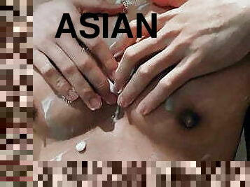 Hot pecs getting worshipped adored nipple play muscle asian 