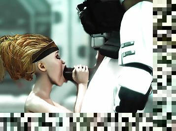 A sexy young hottie gets fucked by stormtrooper in the spaceships