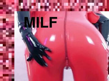 masturbation, milf, allemand, fétiche, latex, solo, caoutchouc, taquinerie