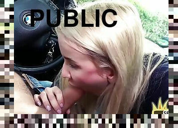 Public amateur slut fucked by big cock in wet pussy hole