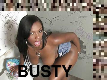 Busty Ebony Chick Gets Crazy Interracial Sex In Toilet