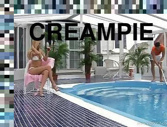 Anal Creampie By the Pool