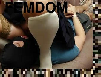 femdome Slave lick pussy mistress Schoolgirl Uniform stockings