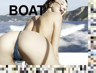 laski, bikini, świetne, łódka