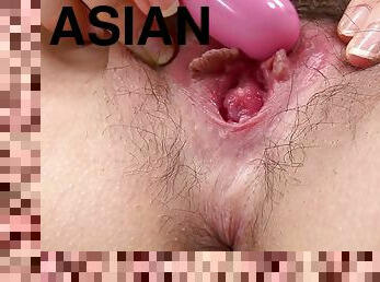 asiatique, poilue, masturbation, chatte-pussy, ados, jouet, chatte, ados-asiatique