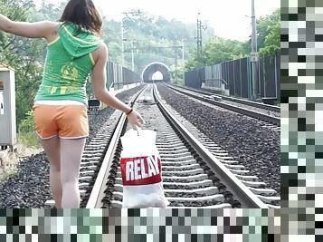 Teen roams the railroad tracks until she finds a place to play