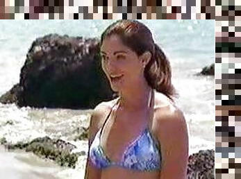World's Hottest Brunette Larissa Meek Wearing a Sexy Bikini on a Beach