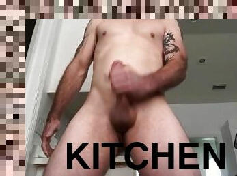 Jerking off in kitchen