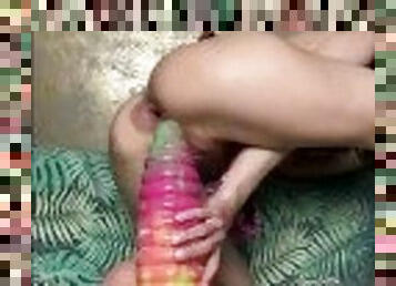 Hotkinkyjo fuck her ass with huge dildo from johnthomastoys, anal fisting, gape & prolapse