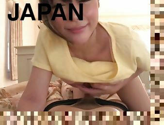 Cock slides between her perky Japanese titties