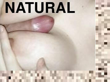 Hot slut with big natural tits plays with big cock