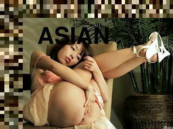 Beautiful Asian chick with perky natural tits enjoying a hardcore anal fuck