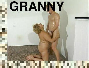 Fat granny likes young cocks