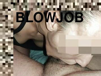 I give him a blowjob and he cums in my mouth before going to bed.