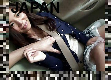 Big Japanese breasts are perfect for a titjob in the car