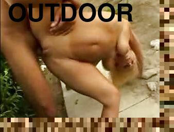 Flexible Brazilian nailed in her tight ass outdoors