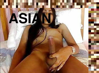 Asian Indian with long hair shemale and a big cock wanks
