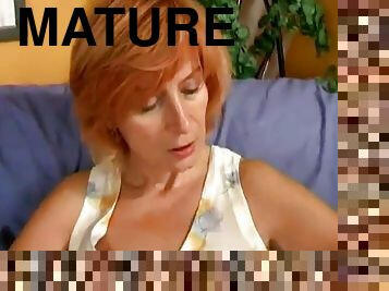 Dirty Mature Redhead Wanking Her Hairy Cunt With Dildo