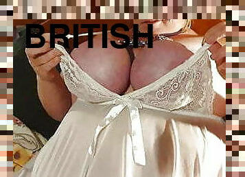 Curvy charlotte, British bbw with tied tits in white lace