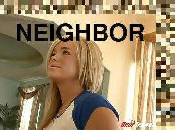 Sexy teen makes some extra cash fucking the neighbors