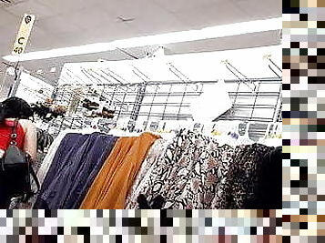 Crossdresser upskirt at Walmart - no panties