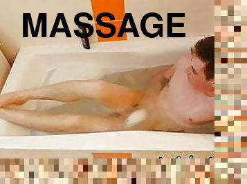 Twink showers and massages his feet before jerking off