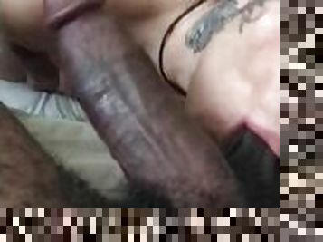 Nasty slut plays with big dick on video