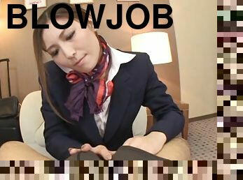 That smoking hot stewardess wants to give you a blowjob