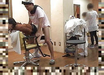Japanese risky public sex in a hair salon with Rui Hizuki