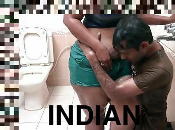 Hot Indian Middle Aged Bhabhi Romance in Bathroom