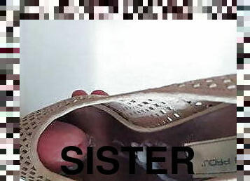 Fuck and cum in sister sandal