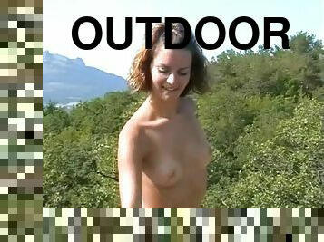 Horny girl lets her BF fuck her coochie outdoors in POV reality clip
