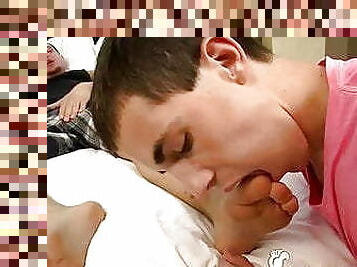 Young gay Conner Bradley banged cute guy after feet licking